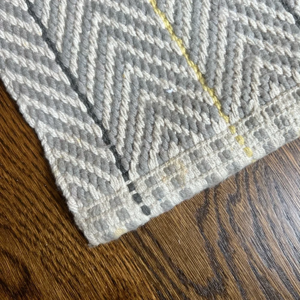 West Elm Gray, White, and Yellow Chevron Bath Mat